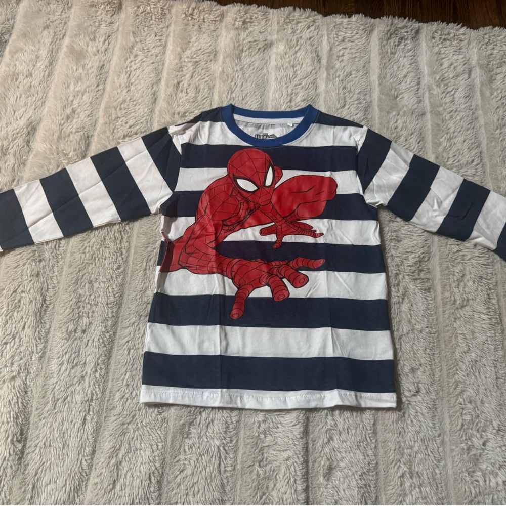 Marvel Spider-Man Striped Long Sleeve Tee - Blue, White, Red